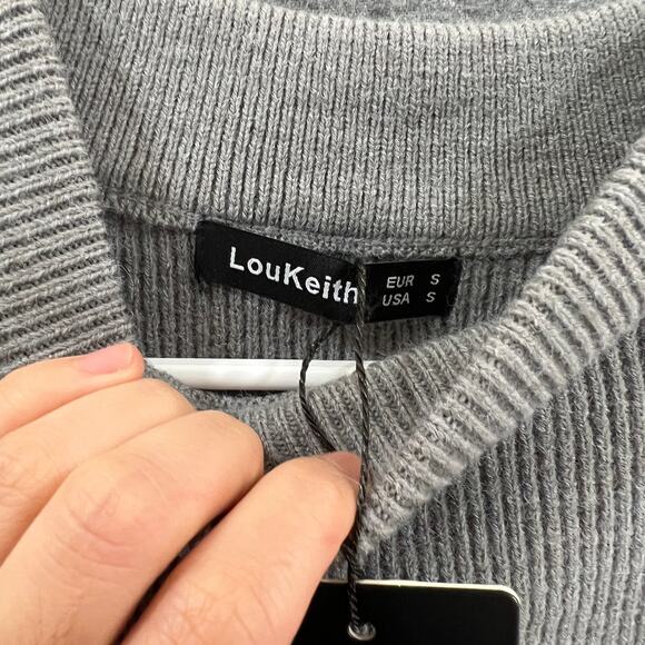 Loukeith Sweater Womens Size Small Long Sleeve Round Neck Gray Knitted Pullover - Picture 3 of 9